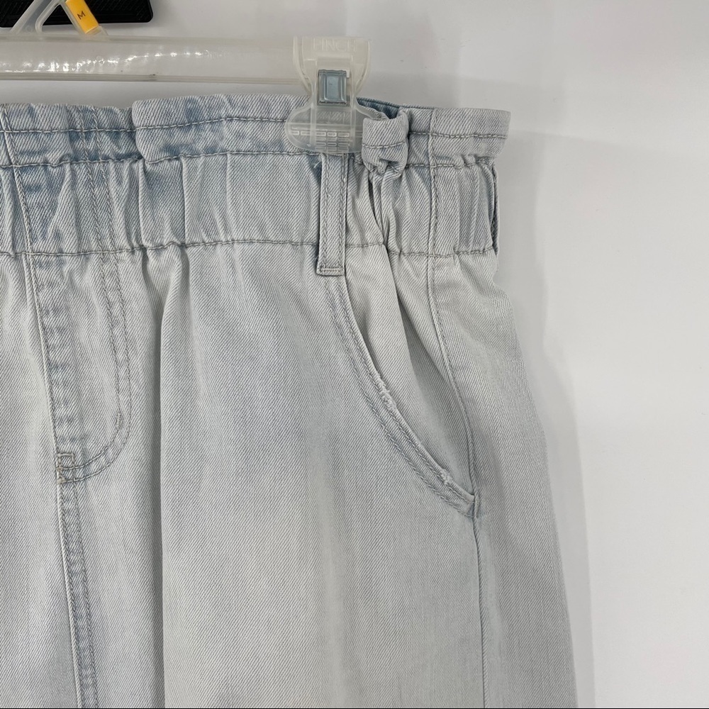 Juniors Light Wash Paper Bag Denim Skirt - Picture 4 of 13